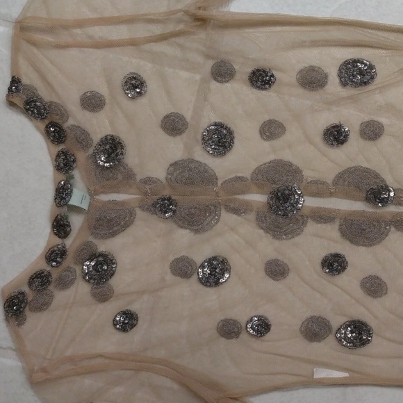HOSS INTROPIA GORGEOUS SHEER TAN EMBELLISHED TOP - SIZE 38 OR SMALL - Picture 8 of 8